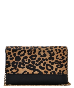 Leopard Print Clutch bag with Chain BGW-81305